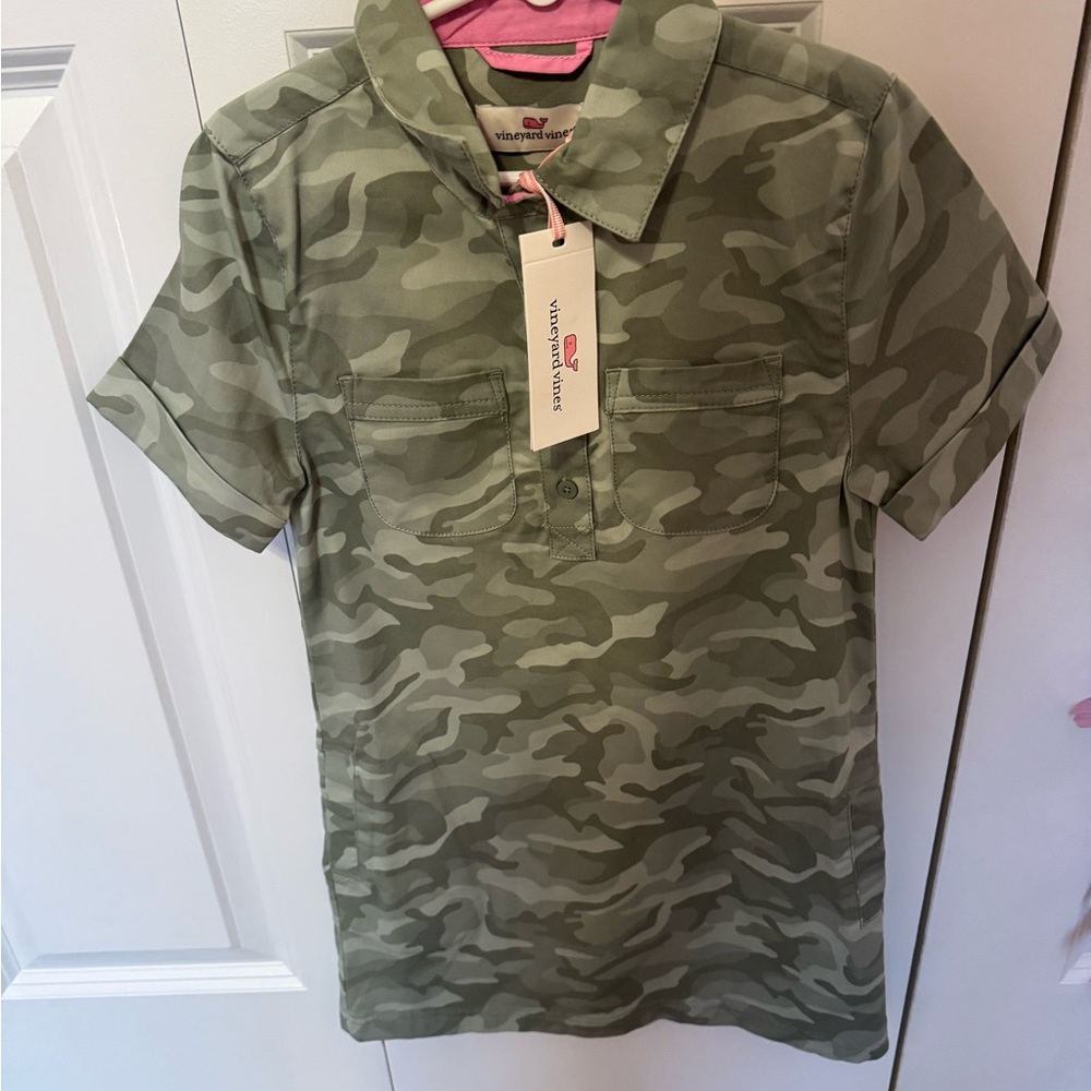 Vineyard Vines Green Casual Dress with Camouflage Pattern